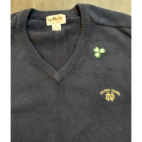 Vtg La Mode University Of Notre Dame Fighting Irish Champion V-Neck Sweater L - Picture 3 of 10